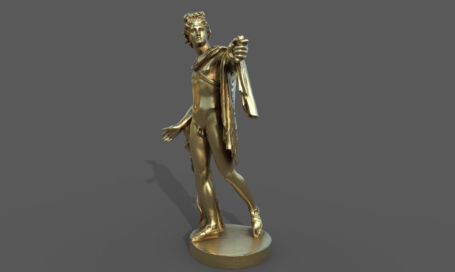 statue of Apollo 2 Low-poly 3D model_29