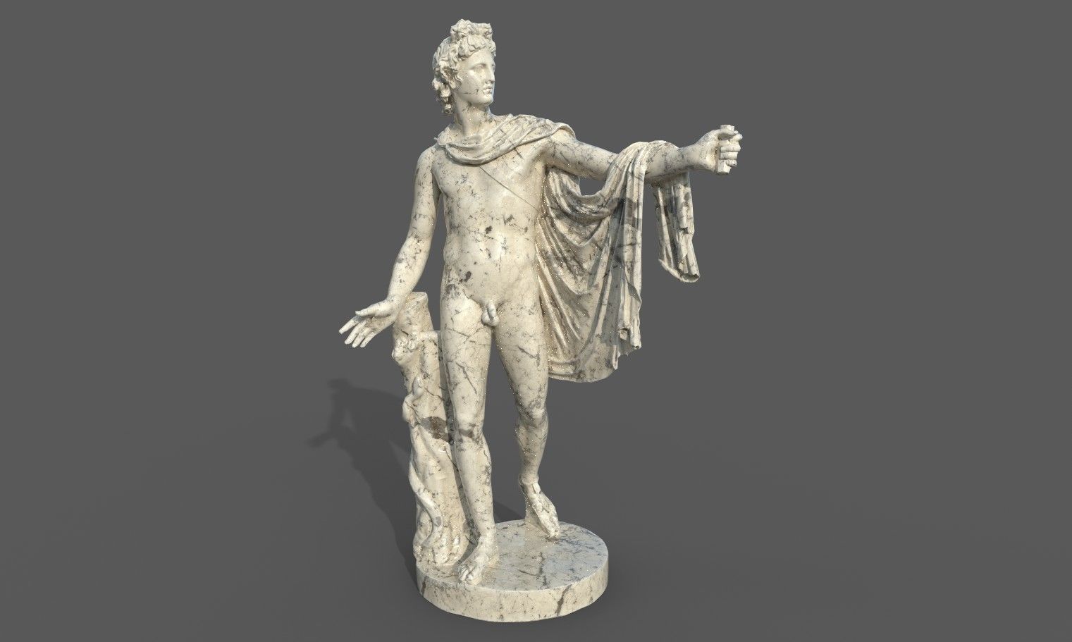 statue of Apollo 2 Low-poly 3D model_21