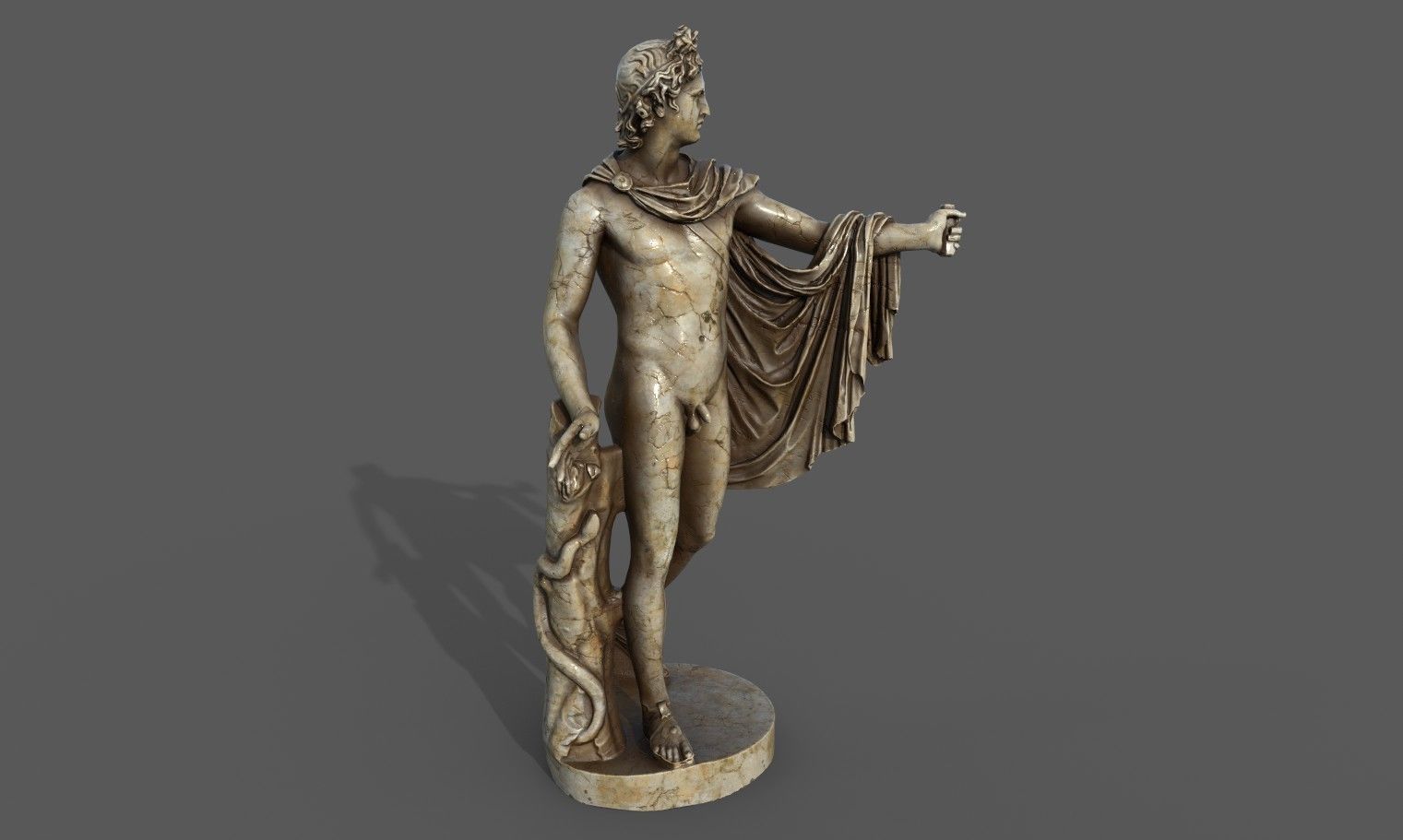 statue of Apollo 2 Low-poly 3D model_11