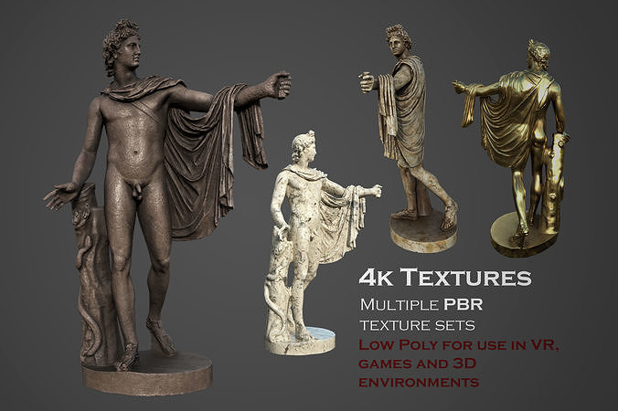 statue of Apollo 2 Low-poly 3D model