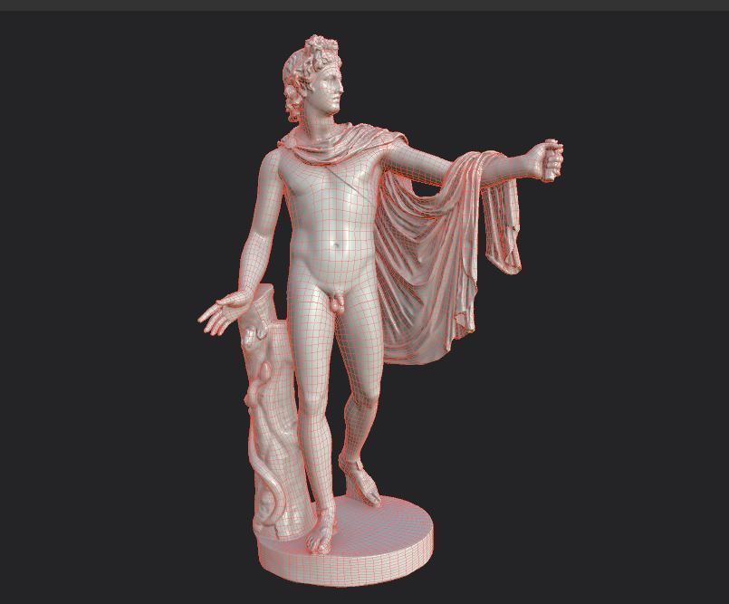 statue of Apollo 2 Low-poly 3D model_37