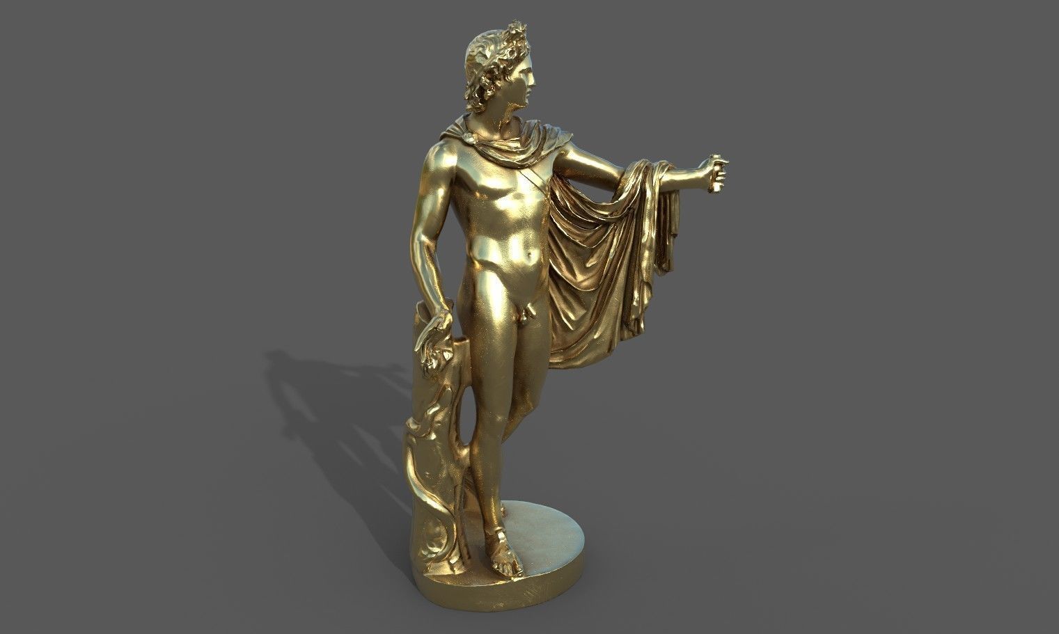 statue of Apollo 2 Low-poly 3D model_35