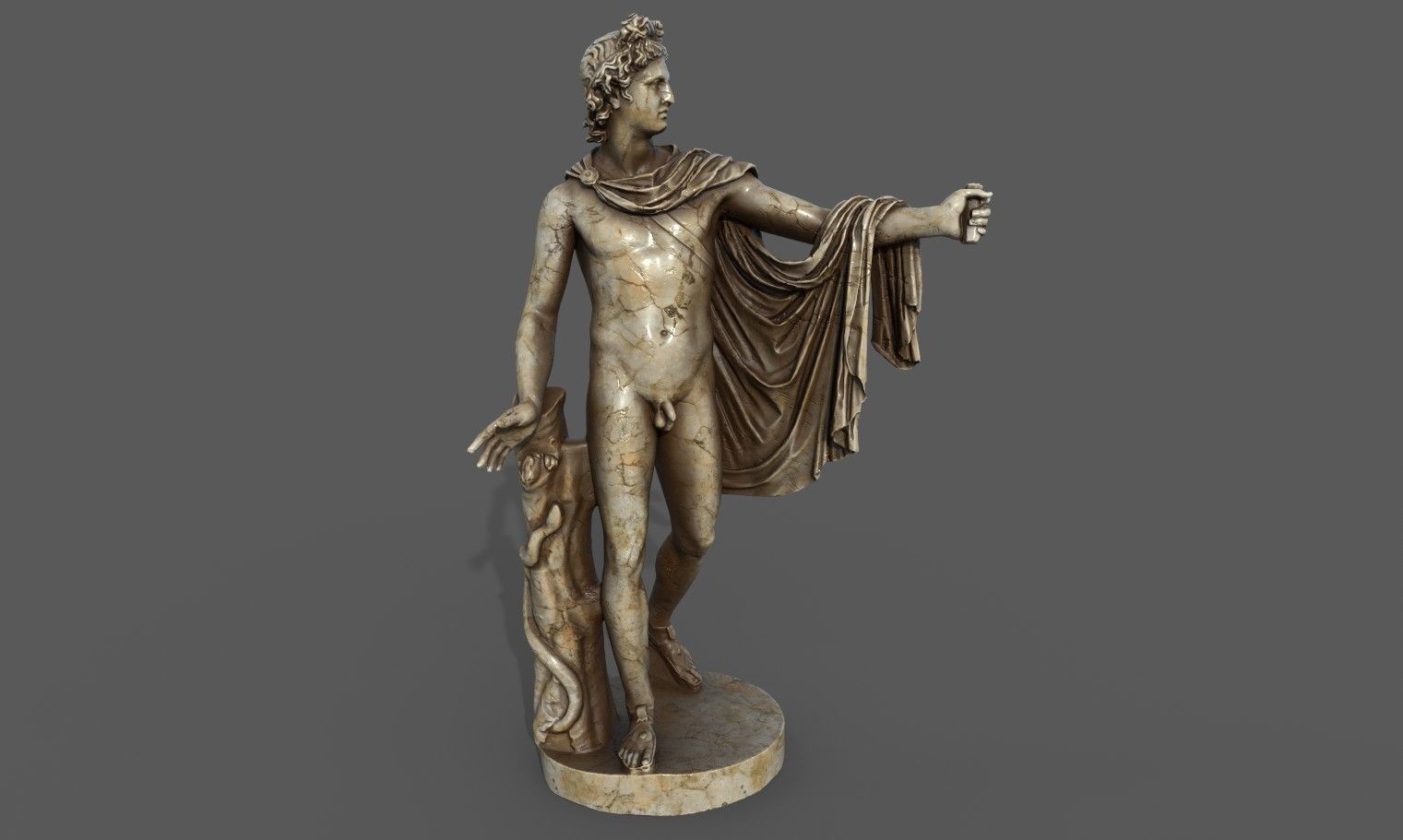 statue of Apollo 2 Low-poly 3D model_12