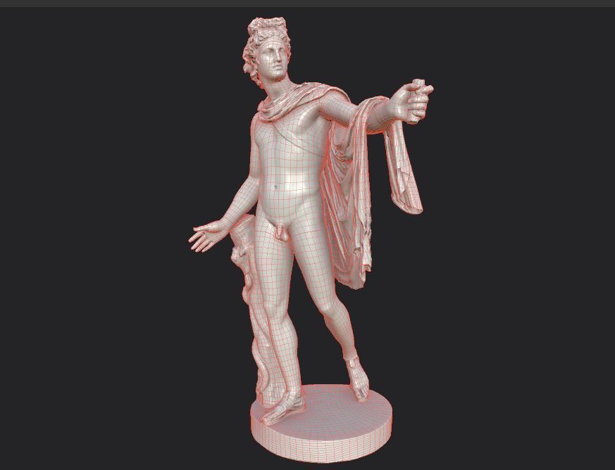 statue of Apollo 2 Low-poly 3D model_38