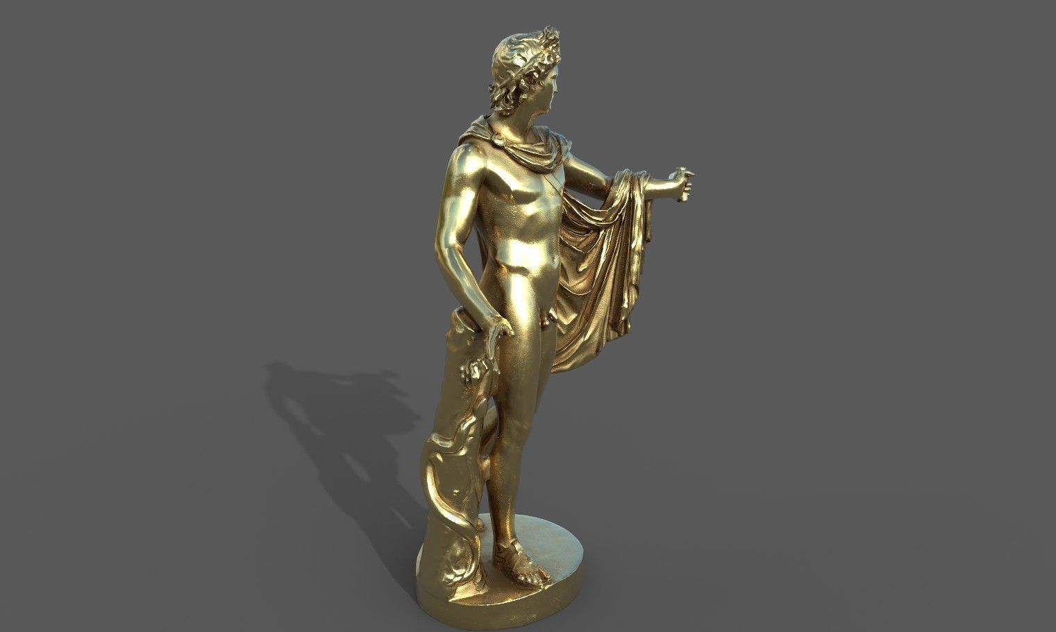 statue of Apollo 2 Low-poly 3D model_34