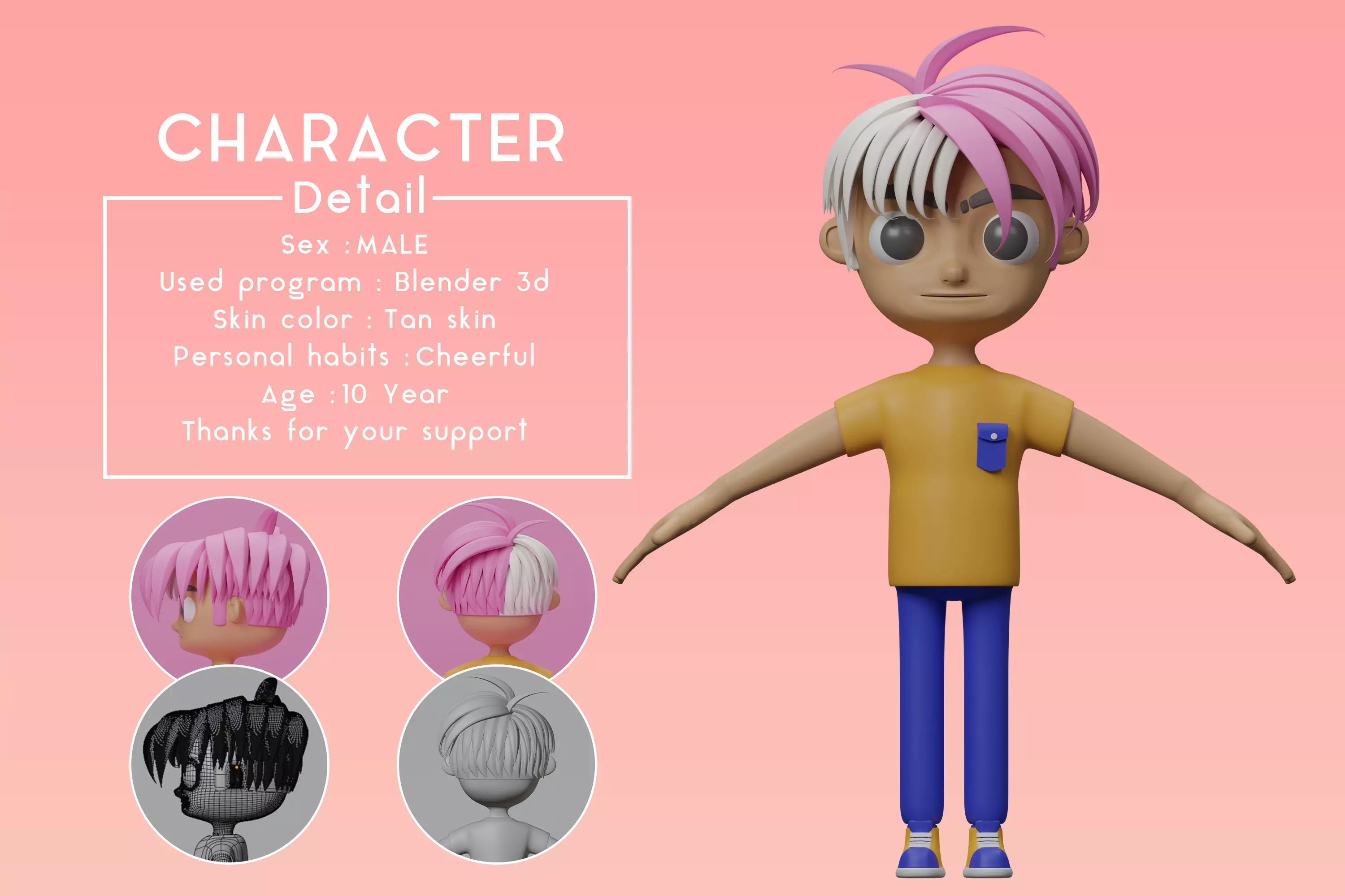 Cartoon Male Characters Low-poly 3D model
