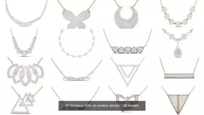 30 Necklace 3dm stl renders details  3D Model Collection