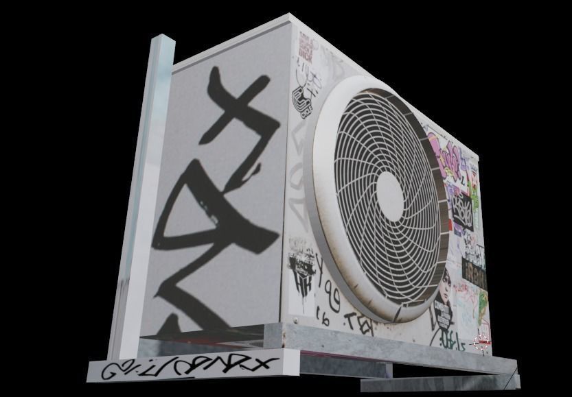 Air Conditioner full sticker and graffiti Low-poly 3D model 3D model_2