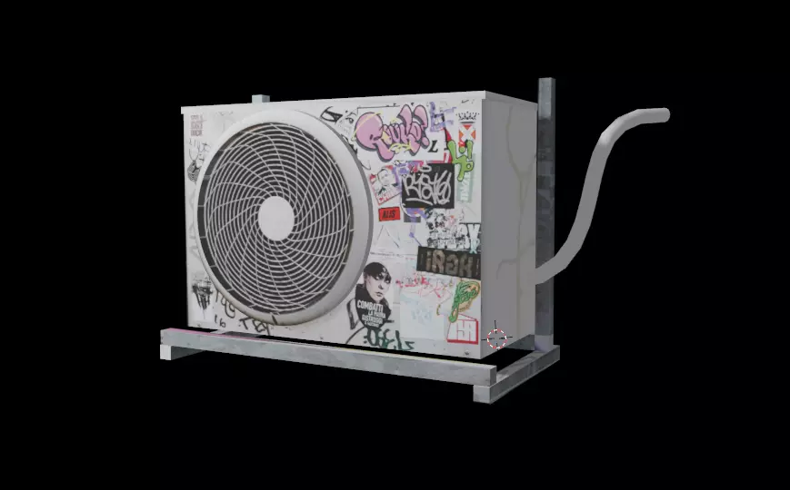 Air Conditioner full sticker and graffiti Low-poly 3D model 3D model_0