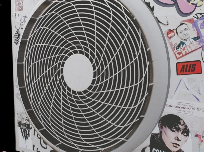 Air Conditioner full sticker and graffiti Low-poly 3D model 3D model_1