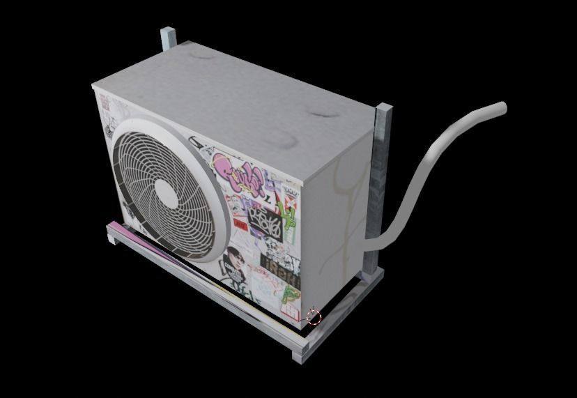 Air Conditioner full sticker and graffiti Low-poly 3D model 3D model_3