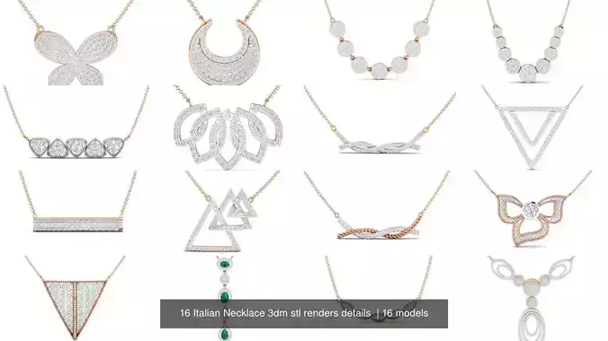 16 Italian Necklace 3dm stl renders details  3D Model Collection