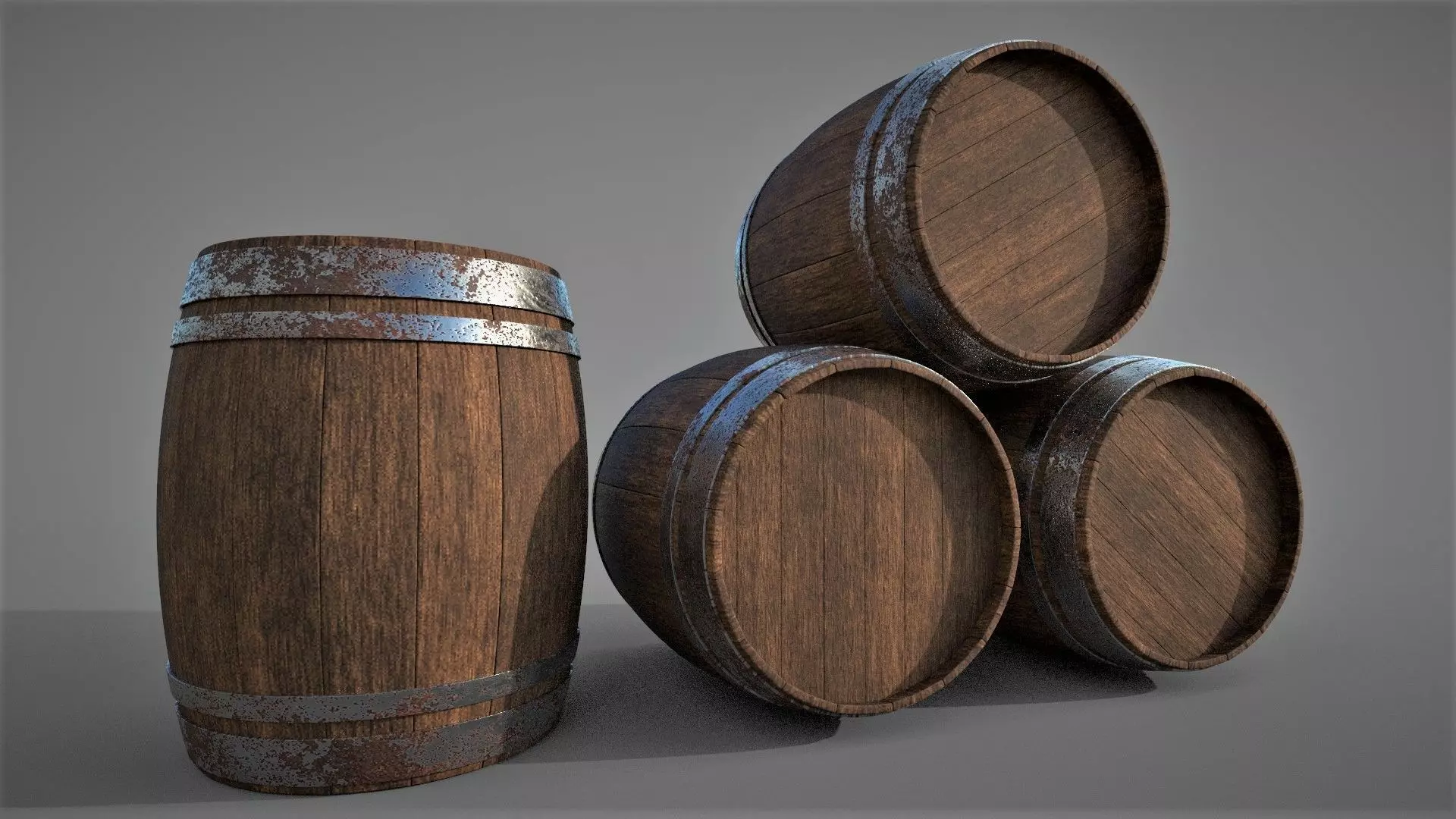 Wooden Barrel Free low-poly 3D model