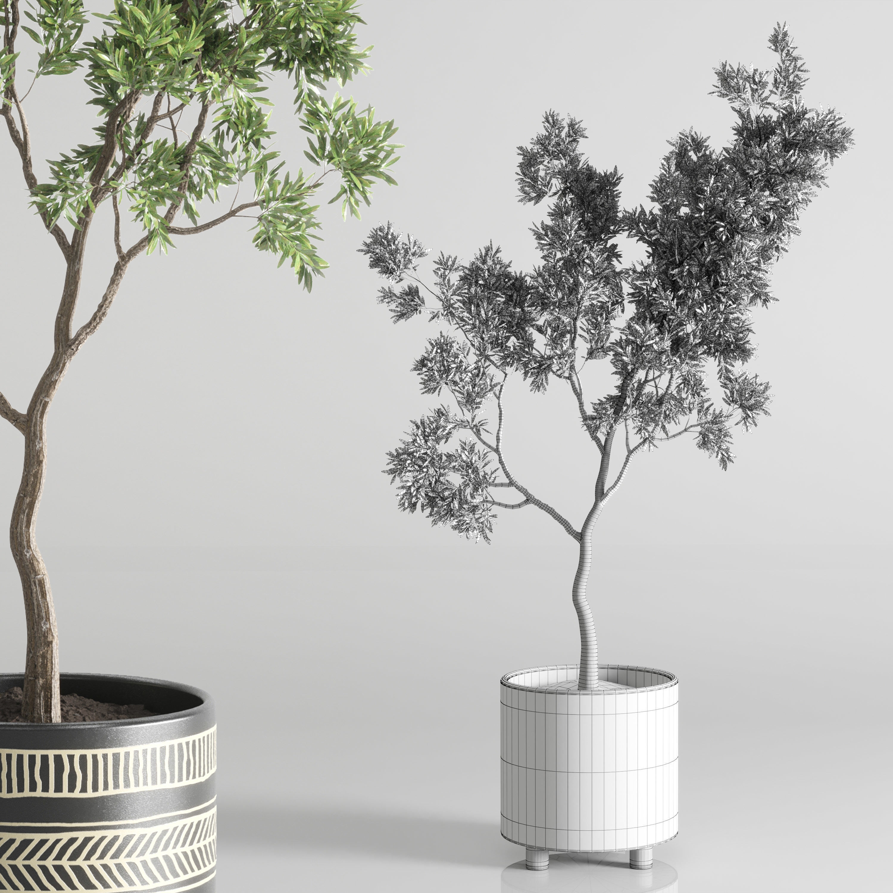 Indoor plant 56 vase handmade-pottery plant tree pot 3D model_6
