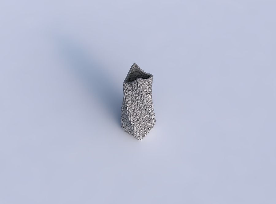 Vase twisted double arc rectangle with wavy grid piramides 3D print model_6