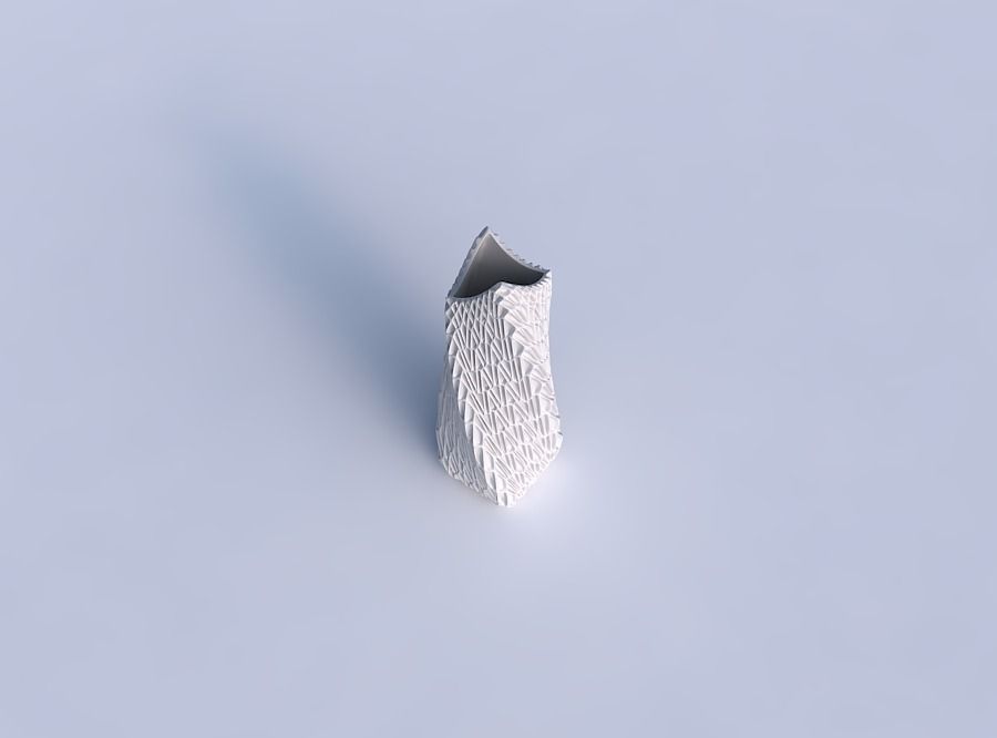 Vase twisted double arc rectangle with wavy grid piramides 3D print model_1