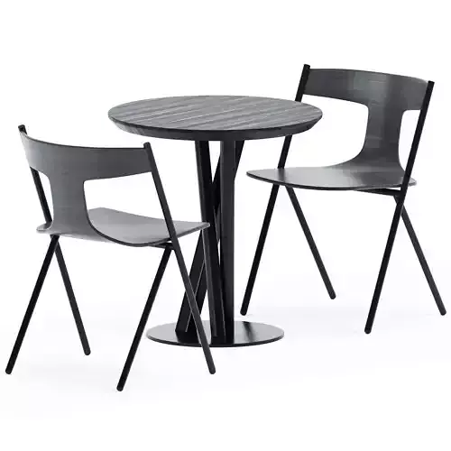 Niels Table D70 by TrabA and Wooden Chair Quadra by Viccarbe