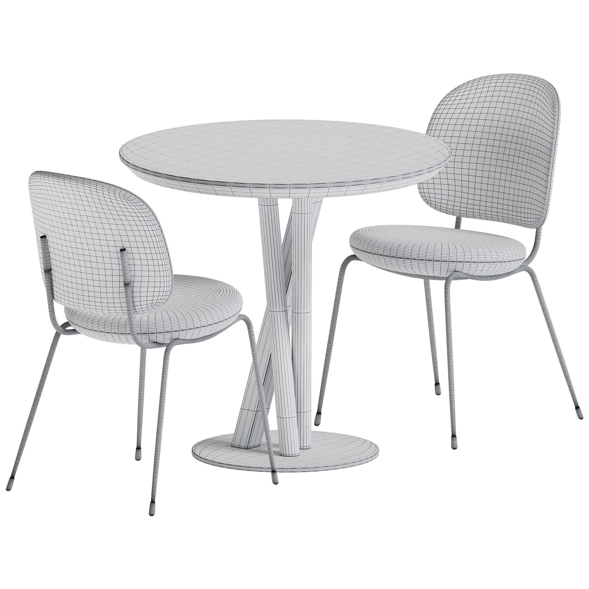 Niels Table D80 by TrabA and Dining Chair by Stellar Works 3D model_3