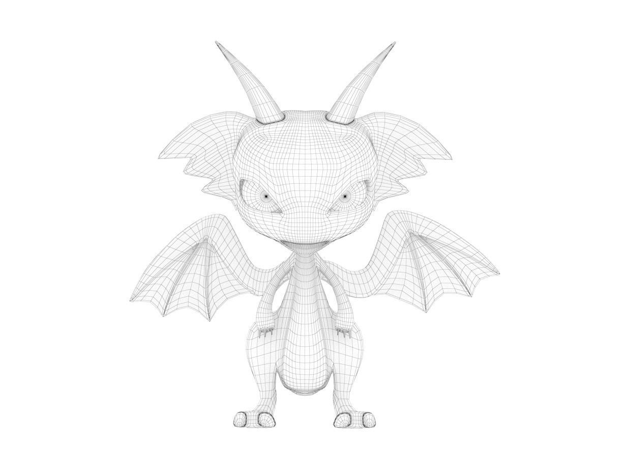 CHIBI DRAGON Low-poly 3D model_4