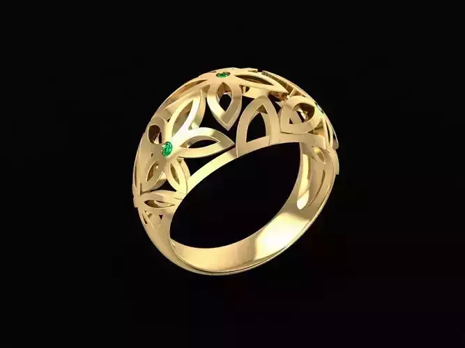 Floral Hollow Pattern Elegant Ring 3D Model  102