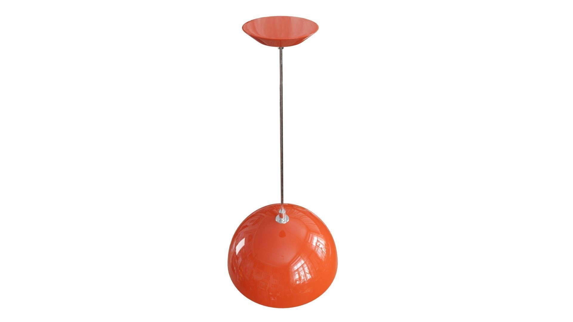 Three Retro Lamps 3D Model  - 1 Table Red and 2 Ceiling Yellow 3D model_10