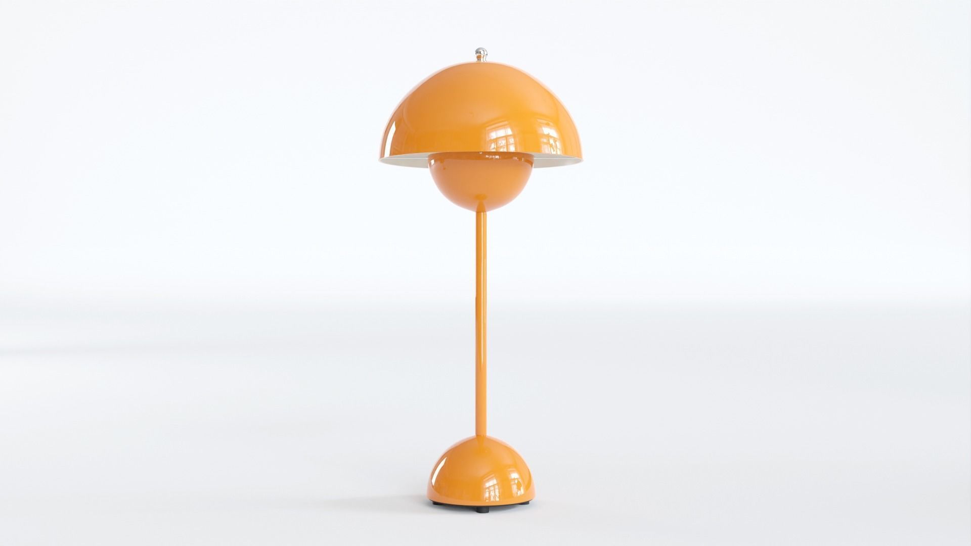 Three Retro Lamps 3D Model  - 1 Table Red and 2 Ceiling Yellow 3D model_4