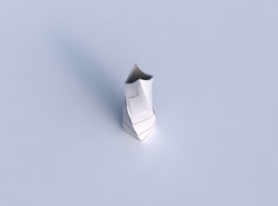 Vase twisted double arc rectangle with sharp ribbons 3D print model_1