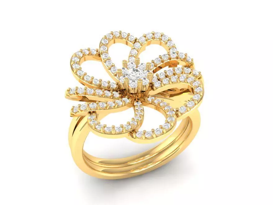 Elegant Floral Diamond Cluster Ring for Women 3D Model 103 3D print model