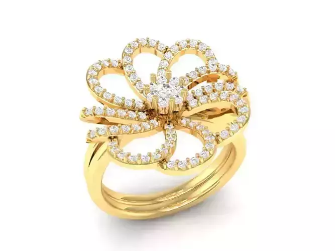 Elegant Floral Diamond Cluster Ring for Women 3D Model 103