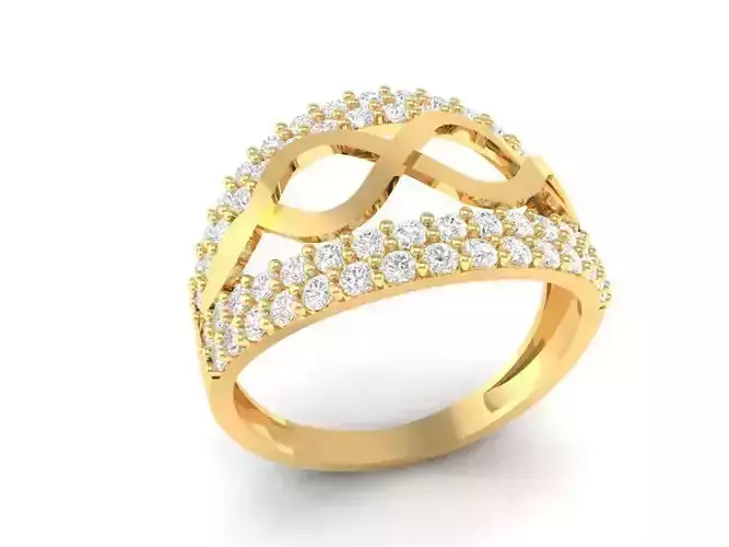 Elegant Infinity Twist Diamond Ring for Women 3D Model 106