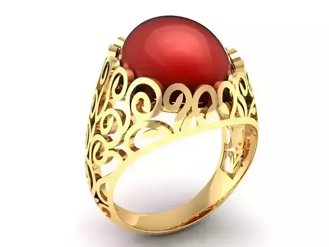 Classic Red Gemstone Ring 3D Model 107