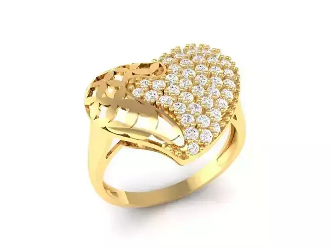 Luxury Heart Diamond Ring 3D Model 108