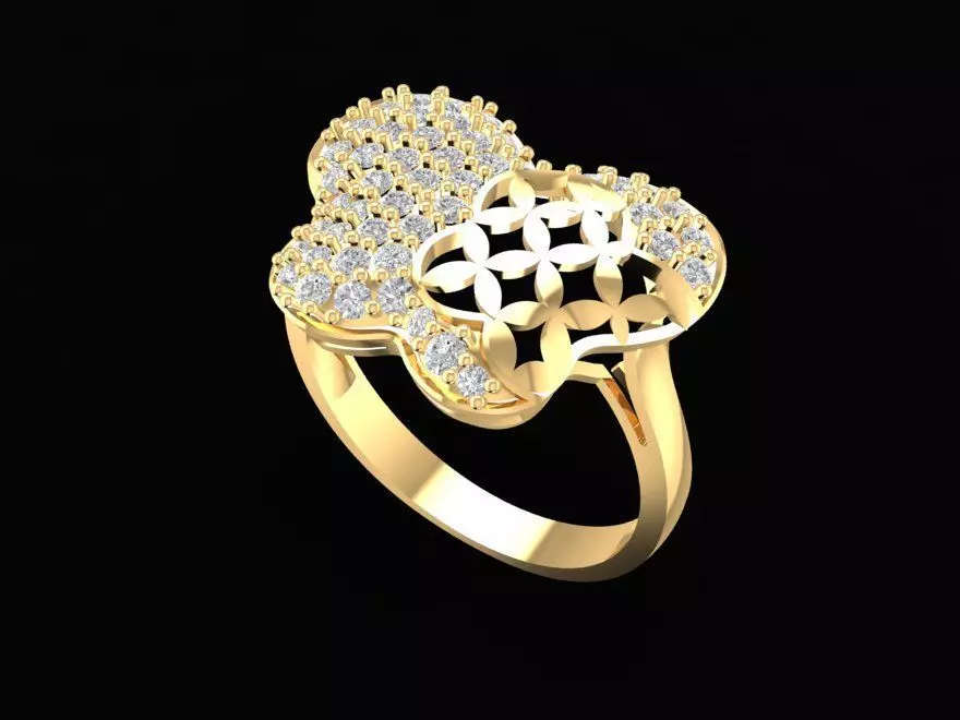 Elegant Floral Pave Diamond Ring for Women 109 3D print model