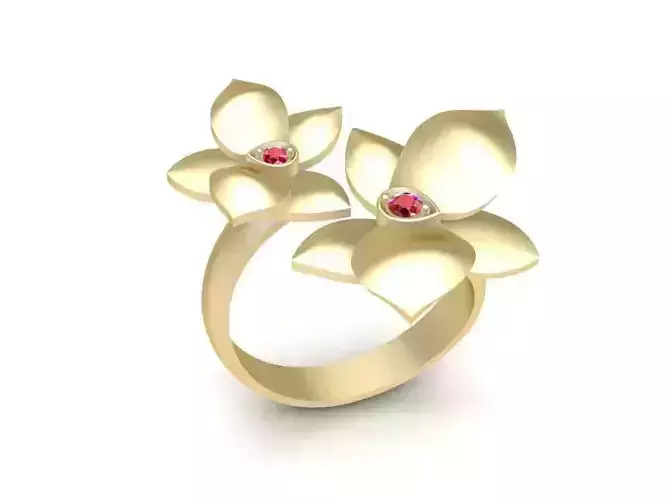 Elegant Three Petal Flower Ring 3D Model for Women 111