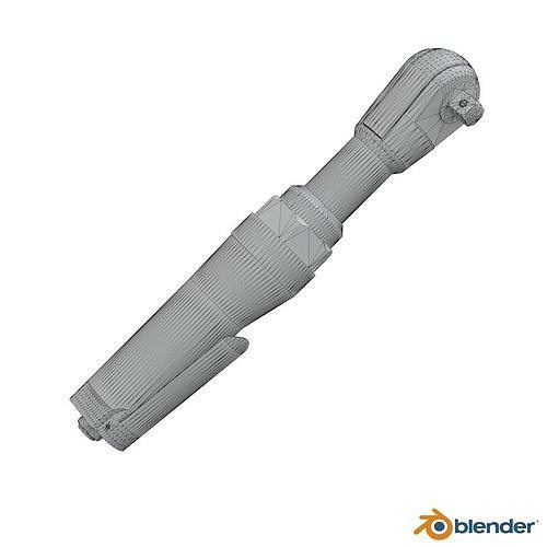 Pneumatic wrench Low-poly 3D model 7