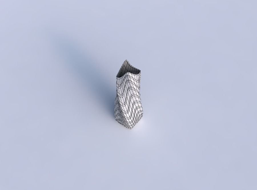 Vase twisted double arc rectangle with horizontal wavy layers 3D print model_6