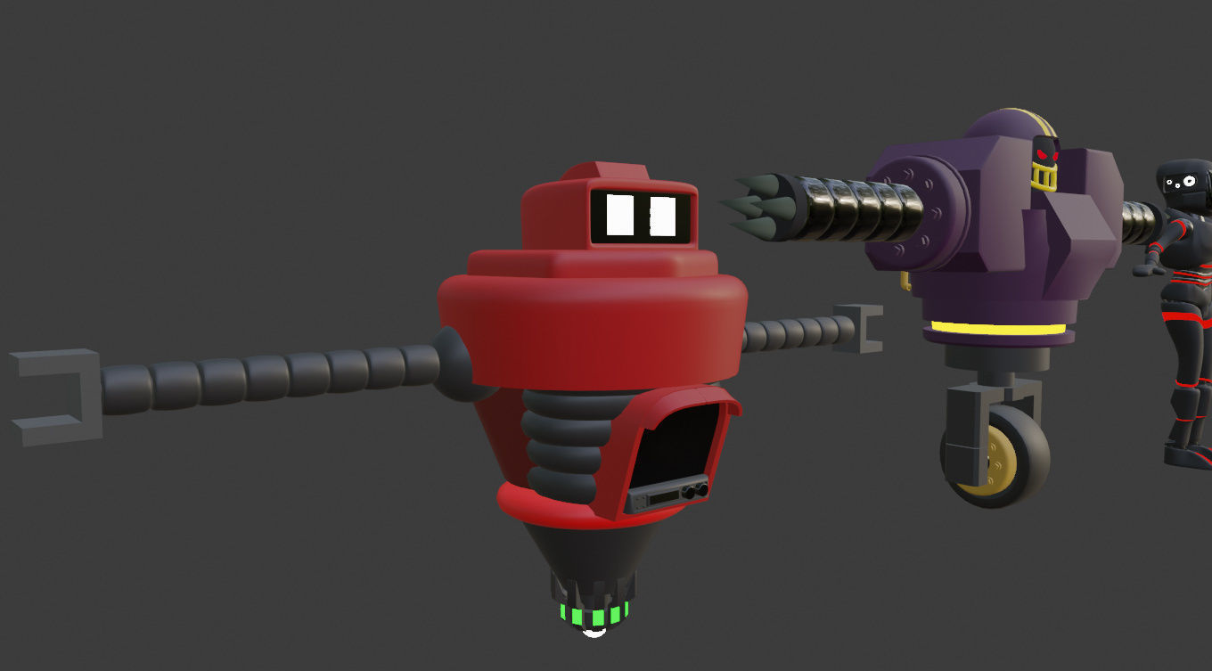 Four cartoon robots 3D model_4