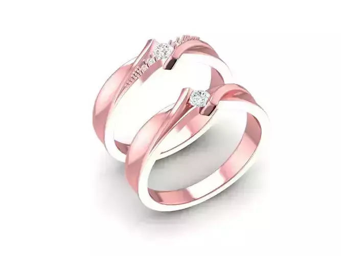 Modern Couple Matching Diamond Rings 115