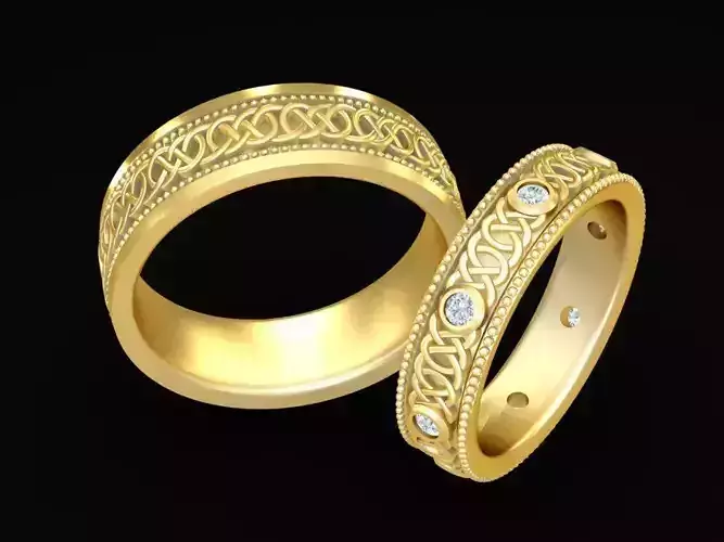 Classic Celtic Pattern Gold Band Ring for Men 118