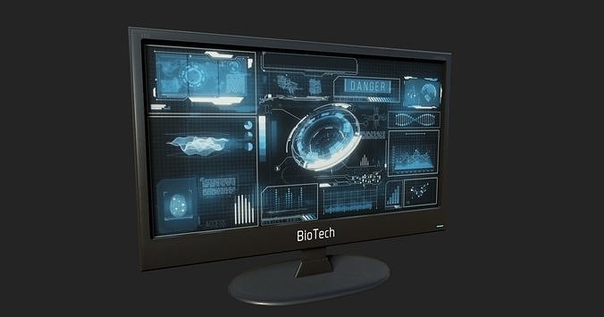 Futuristic Display Monitor Low-poly 3D model