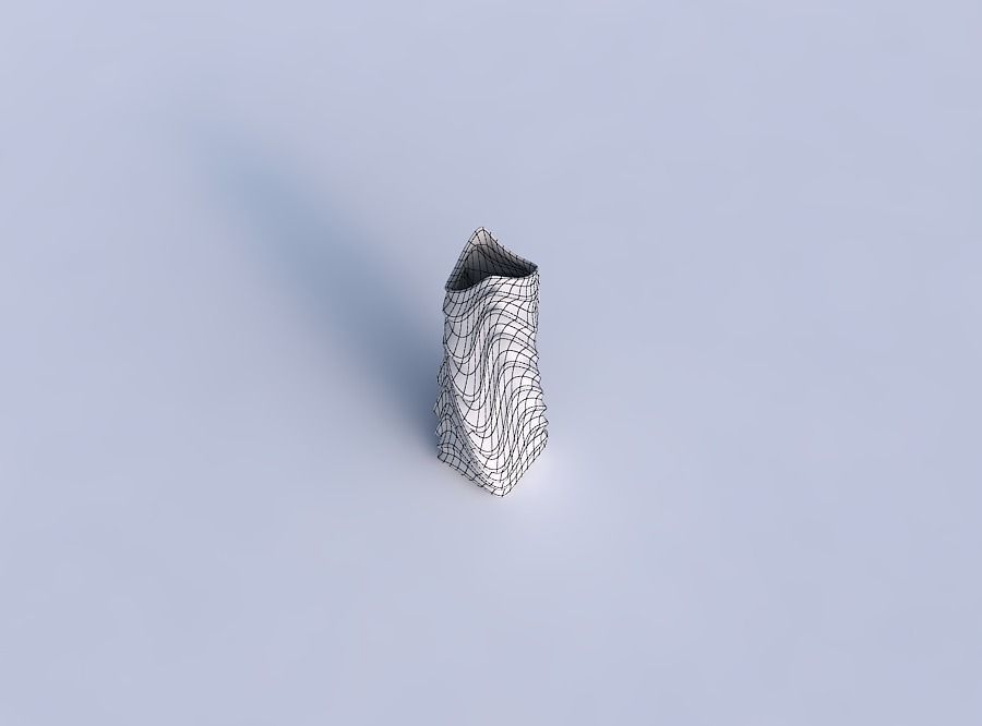 Vase twisted double arc rectangle with curved horizontal wavy... 3D print model_6