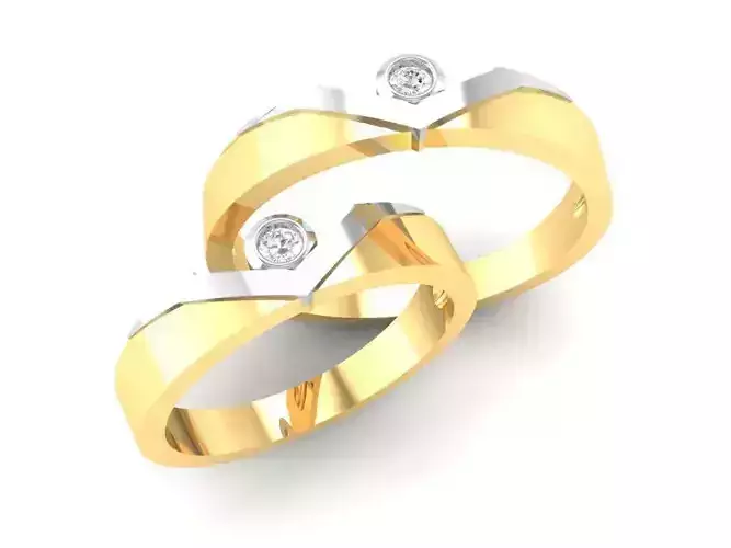 Intertwined Gold Diamond Couple Rings for Wedding 120
