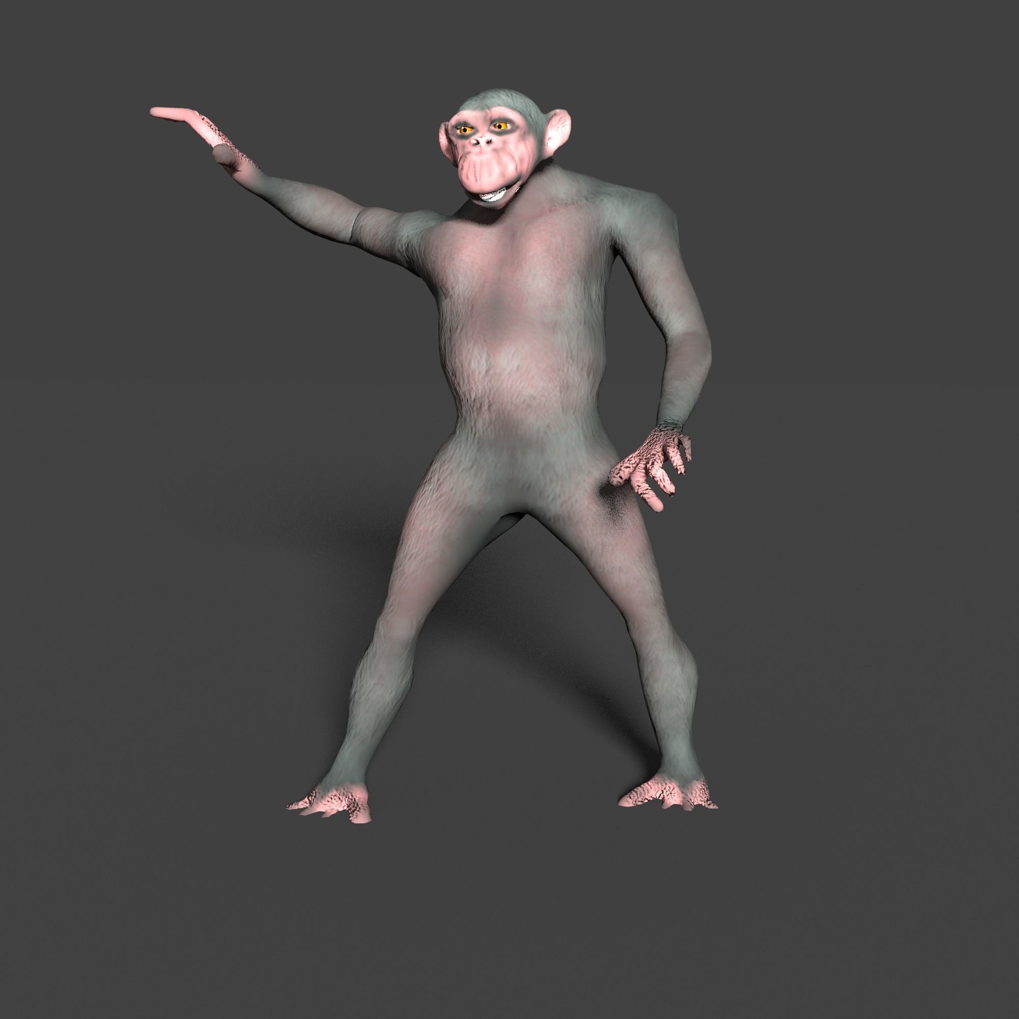 CHIMPAZEE monkey running Low-poly 3D model_5