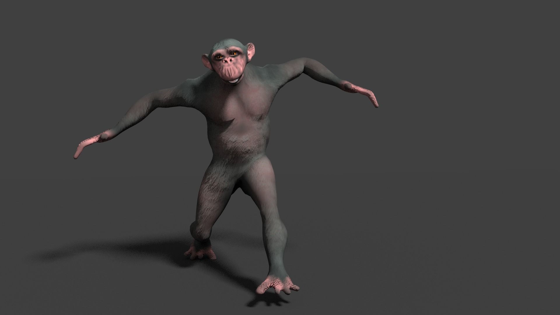 CHIMPAZEE monkey running Low-poly 3D model_2