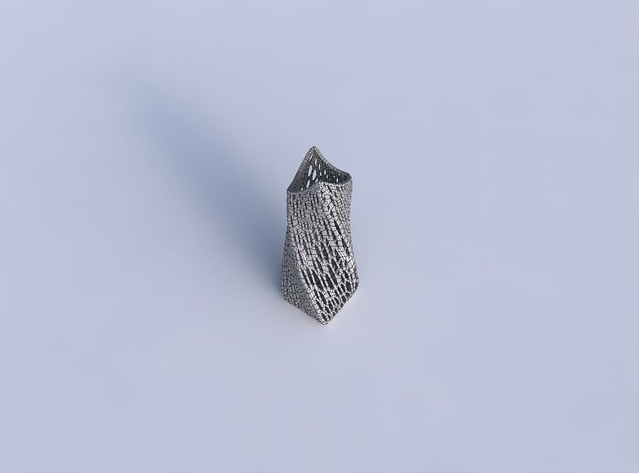 Vase twisted double arc rectangle with fine organic lattice 3D print model_6
