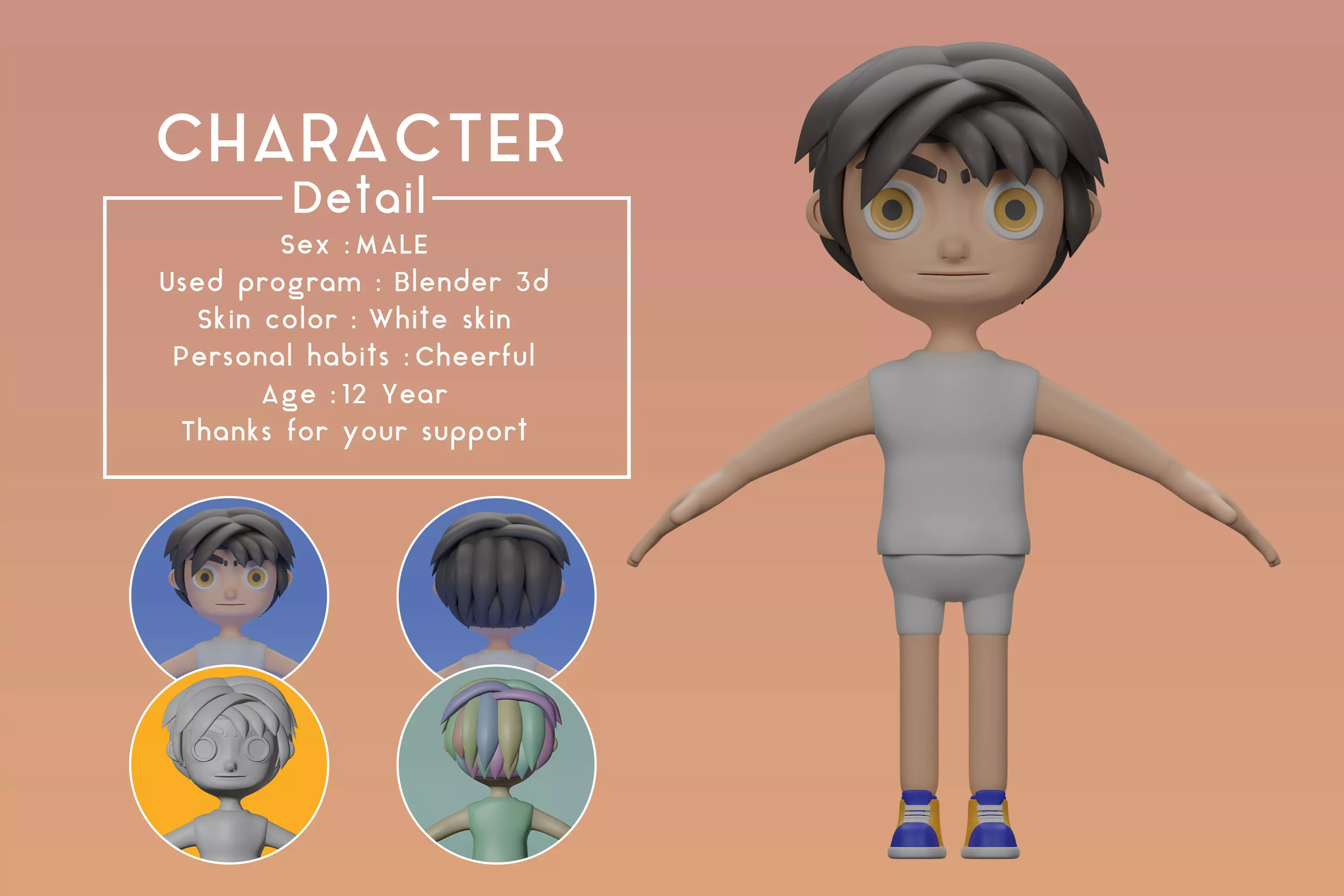 Cartoon Male Characters Low-poly 3D model Low-poly 3D model