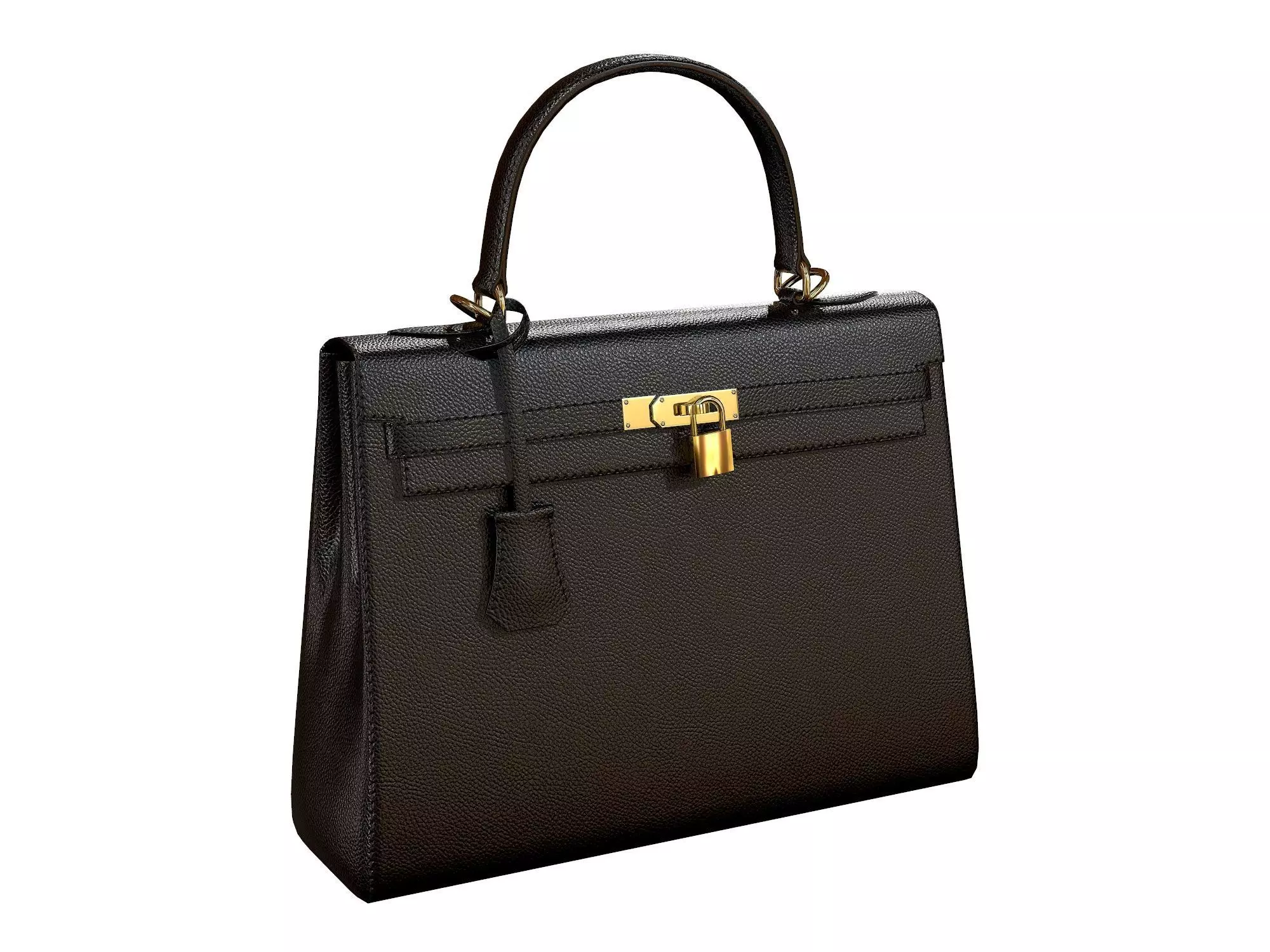 Hermes Kelly Bag Black Low-poly 3D model_0