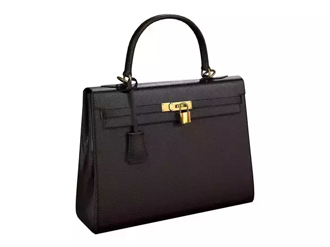 Hermes Kelly Bag Black Low-poly 3D model