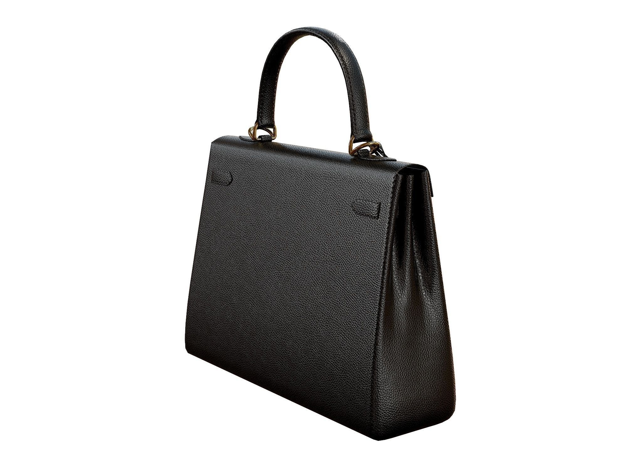 Hermes Kelly Bag Black Low-poly 3D model_3