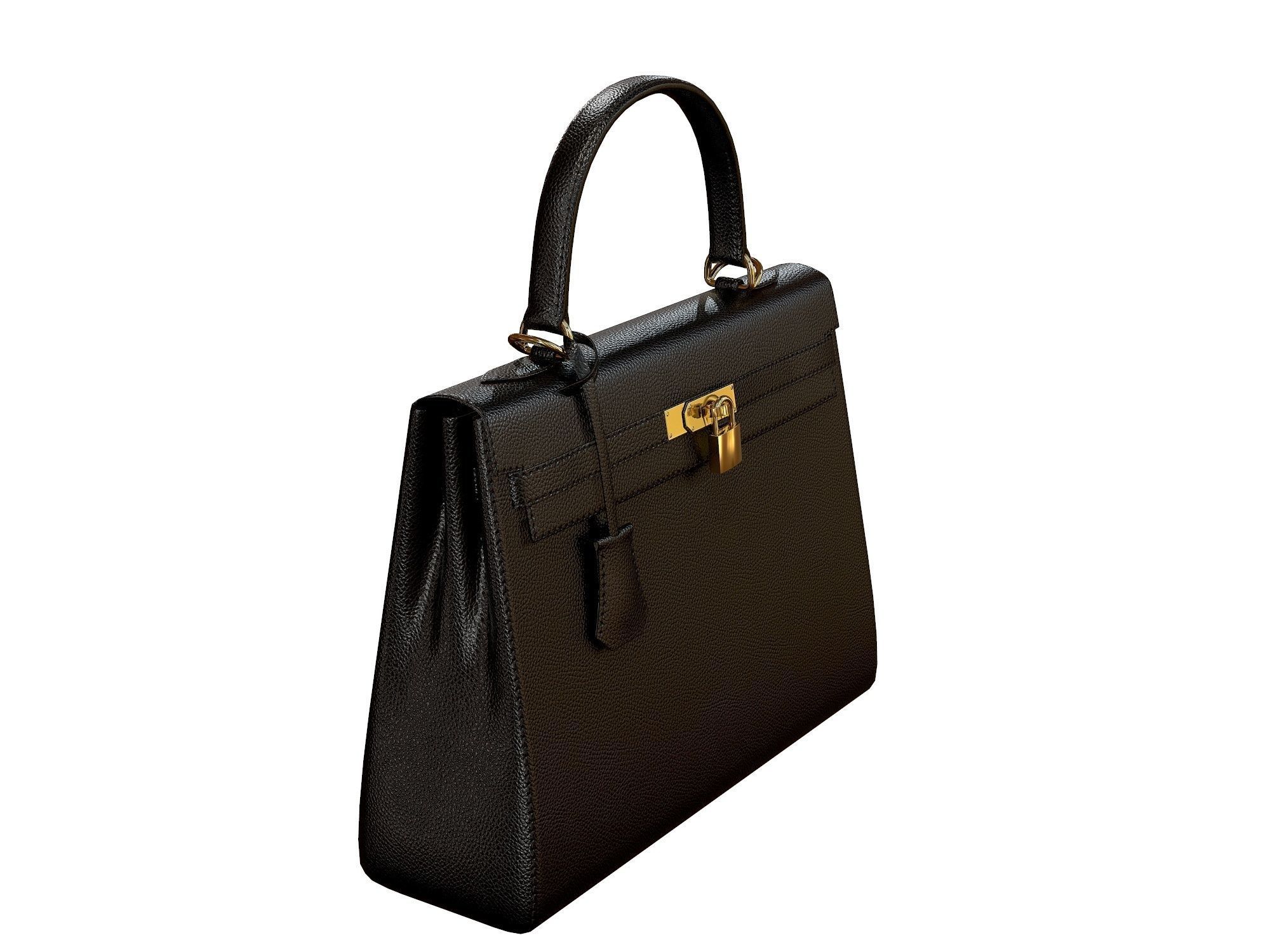Hermes Kelly Bag Black Low-poly 3D model_1